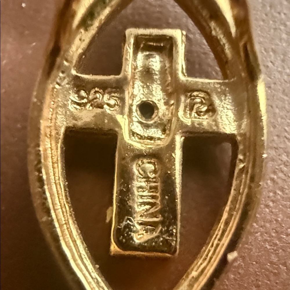 Gold and Silver Fish Symbol Pendant Charm with Cross - Picture 3 of 10